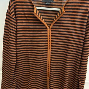 Sanctuary Black and Brown Striped knit sweater pullover size S